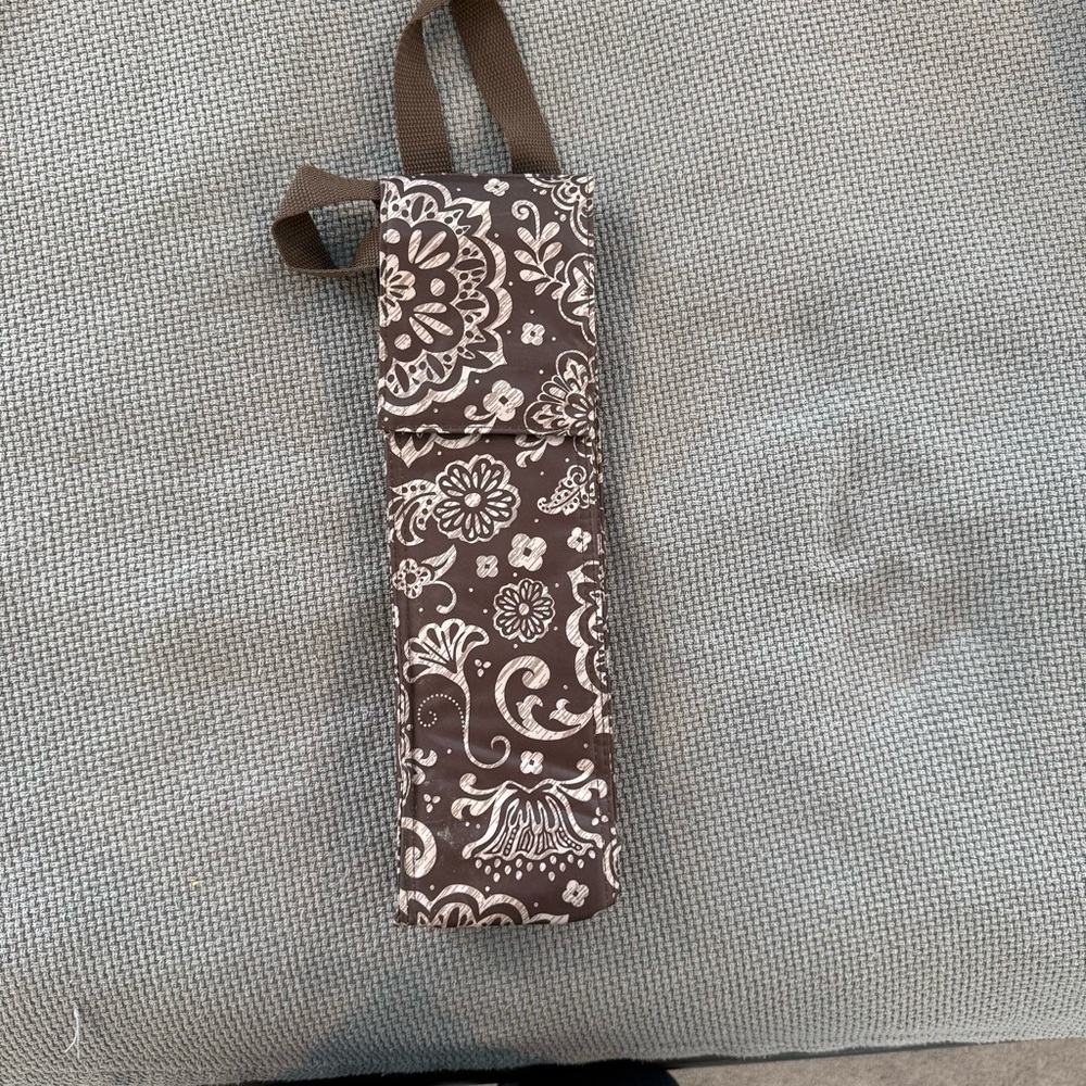 Thirty-One Brown and Cream Floral Insulated Bottle Bag